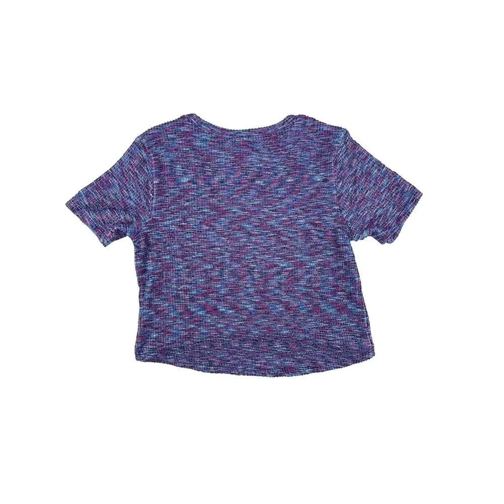 Zella Girls Purple Blue Space Dye Ribbed Cropped T-Shirt Size M 8/10 NEW